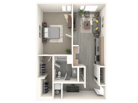 Tilian Open 1x1 D 3D Floor Plan